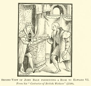 Tweede Weergave van John Bale die een Boek presenteert aan Edward VI door English School