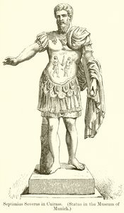 Septimius Severus in harnas. (Beeld in het museum van München) door English School