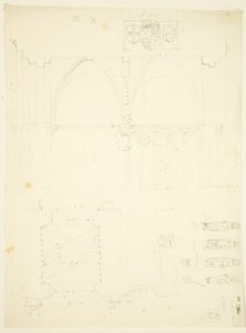 Serie schetsen van Abbey Gatehouse en de kathedraal van Bristol