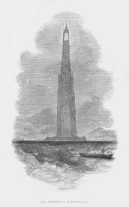 Zeven Wereldwonderen van de Oudheid: De Pharos van Alexandrië (gravure)