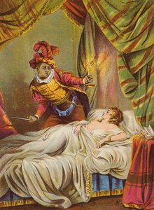 Shakespeare: Othello, Desdemona in bed, slapend