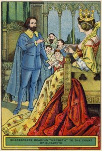 Shakespeare leest Macbeth voor aan het hof van Elizabeth