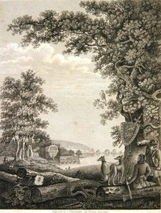 Scheepsbouwers in het New Forest, gegraveerd door C. Sheringham voor Percival Lewis door English School