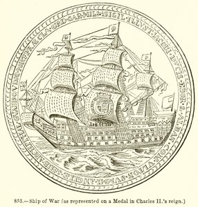 Oorlogsschip (zoals Afgebeeld op een Medaille in de Regering van Karel II)