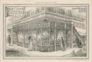 Winkelhoek van Cornhill en Gracechurch Street, City, Londen door English School