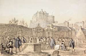 Het Ondertekenen van het Verbond in Greyfriars Churchyard, Edinburgh in 1638, uit 