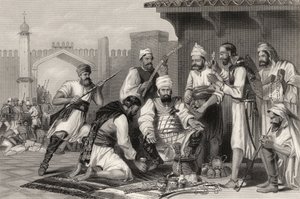 Sikh-troepen verdelen de buit van muiters, uit 