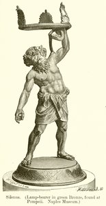 Silenus. (Lampdrager in groen brons, gevonden in Pompeii. Napels Museum) (gravure) door English School