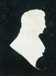 Silhouet van Michael Faraday (1800-79) uit zijn eigen plakboek door English School