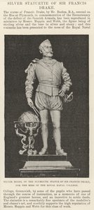 Zilveren model van het Plymouth standbeeld van Sir Francis Drake, voor de mess van het Royal Naval College