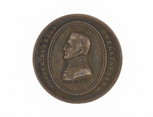 Zilveren medaille ter herdenking van de dood van de hertog van Wellington, 1852 door English School