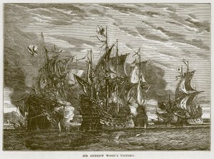 Sir Andrew Woods overwinning, illustratie uit The Sea door F. Whymper