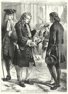 Sir Christopher Wren en de Suffolk Houthakker (gravure)