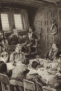 Sir Francis Drake, dineren op The Golden Hind op het geluid van violen door English School