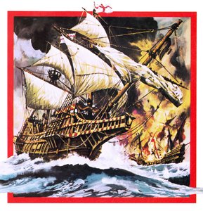 De Golden Hind van Sir Francis Drake door English School