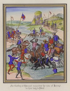 Sir Godfrey De Harcourt ontmoet de mannen van Amiens op weg naar Parijs