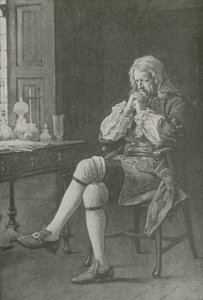 Sir Isaac Newton zit te dromen door English School