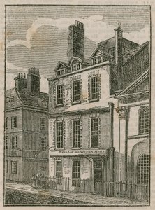 Het huis van Sir Isaac Newton, St Martins Street, Leicester Square, Londen door English School