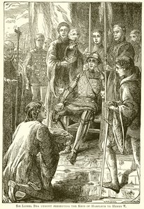 Sir Lionel Bra Uemont presenteert de Sleutels van Harfleur aan Hendrik V door English School