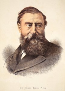 Sir Samuel Baker, illustratie uit De Geïllustreerde Editie van het Leven en de Ontdekkingen van David Livingstone door J. Ewing Richie, uitgegeven door A. Fullarton & Co., 1876