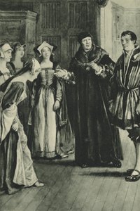 Sir Thomas More brengt Holbein thuis door English School