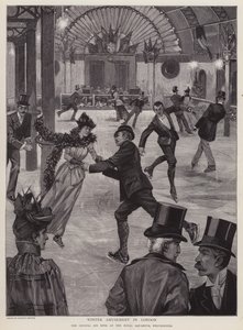 Schaatsen op de Crystal Ice Rink in het Royal Aquarium, Westminster, Londen door English School