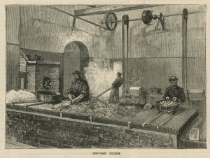 Schetsen bij de Royal Mint, Tower Hill; droogkamer door English School
