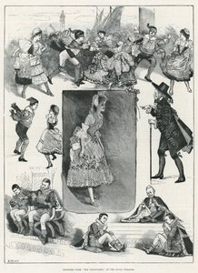 Schetsen van The Gondoliers in het Savoy Theatre door English School
