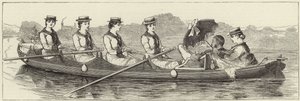 Schetsen vanaf een stoomboot bij Henley Regatta door English School