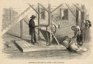 Schetsen in het land van katoen - de katoenmachine (gravure)