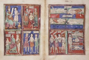 Sloane 1975 fol.91v-92 Medische scènes door English School