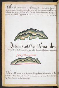 Sloane MS 44, f.269v, Kaart van Juan Fernández in William Hack