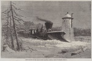 Sneeuwploeg op de Grand Trunk Railway, Canada (gravure) door English School