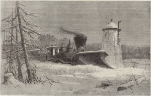 Sneeuwploeg op de Grand Trunk Railway door English School