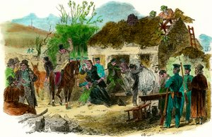 Sociale omstandigheden in Ierland in 1848 uitzetting van boeren (illustratie London News van 16 december 1848) door English School