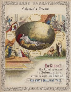 De droom van Salomo (gekleurde gravure) door English School