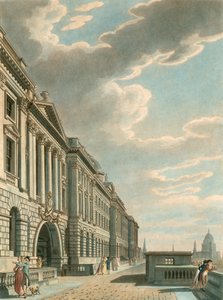 Somerset Terrace langs de rivier de Theems, Somerset House, The Strand, Londen door English School