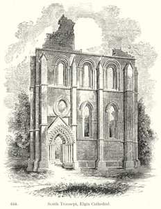 Zuidertransept, Elgin Cathedral (gravure) door English School