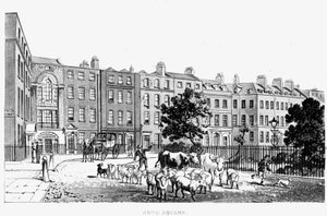 Zuidwestelijke hoek van Soho Square, 1816 door English School