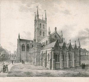 Zuidoostaanzicht van de Lady Chapel, St Saviours Church, Southwark door English School