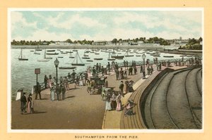 Southampton vanaf de pier (kleurenlitho) door English School