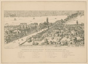 Southwark en London Bridge zoals ze eruitzagen rond 1546 door English School