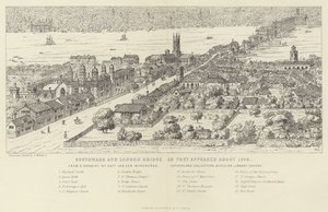 Southwark en London Bridge zoals ze eruitzagen rond 1546 door English School