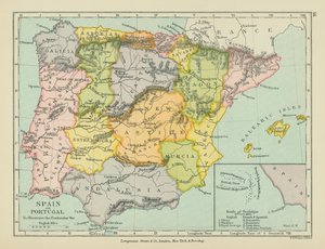 Spanje en Portugal (kleurenlitho) door English School