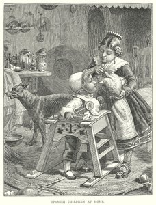 Spaanse kinderen thuis (gravure)