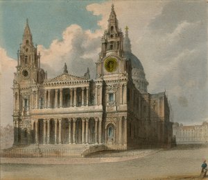 Spooners Protean Uitzichten: St Pauls Cathedral, met de kraampjes van de City Companies en Christs Hospital tijdens het bezoek van de Koningin aan Guildhall door English School