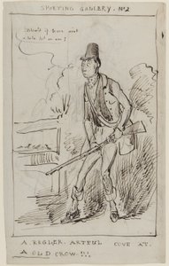 Sportgalerij nr. 2, Een Regler, Artful Cove bij een Oude Kraai, c.1825 door English School