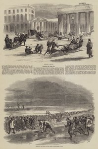 Sporten op het ijs (gravure) door English School