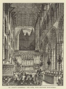 St Albans Kathedraal, het schip, met gerestaureerd doksaal door English School