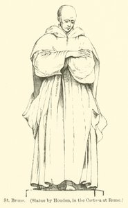 St Bruno, standbeeld door Houdon, in de Certosa in Rome (gravure) door English School